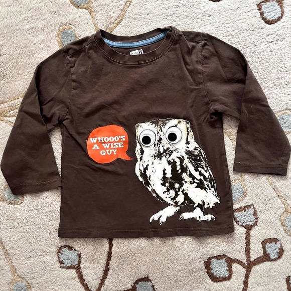 Kids Brown Owl Long Sleeve TShirt Size 4 - Picture 1 of 4